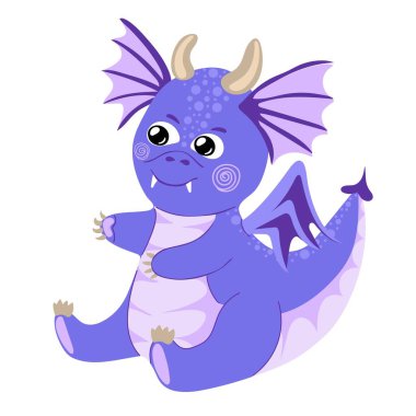 Ejderha çocuk. Komik bebek ejderha, kanatları ve boynuzları olan sevimli sihirli kertenkele.