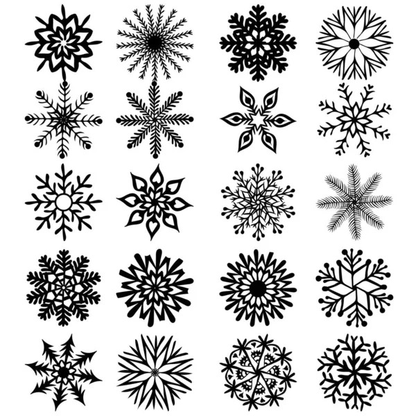 Snöflingor Siluett Jul Och Nyårselement — Stock vektor