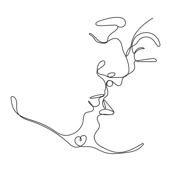 Kontinuierliche Linienzeichnung Küssender Männer Und Frauen — Stockvektor