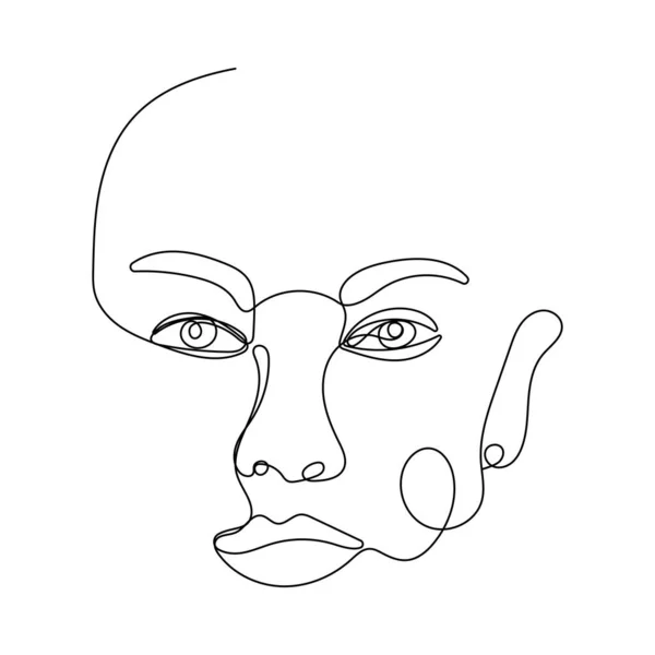 Kontinuierliche Einzeilige Zeichnung Des Weiblichen Gesichts — Stockvektor