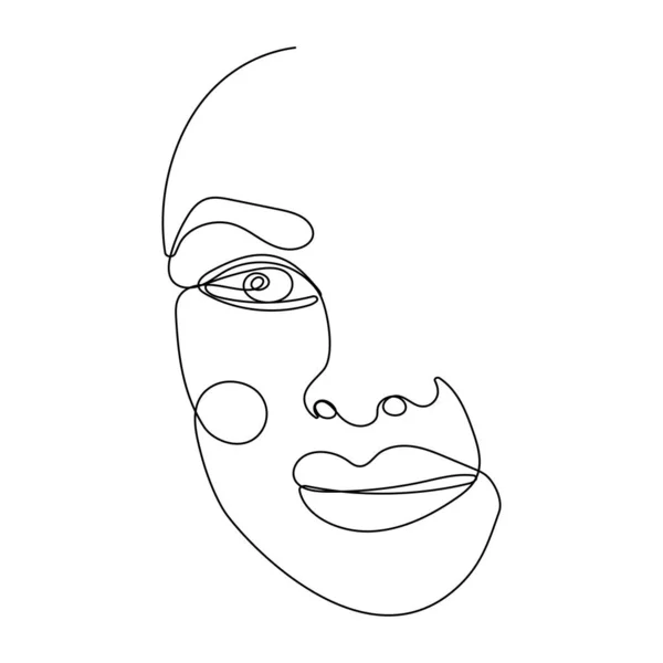 Kontinuierliche Einzeilige Zeichnung Des Weiblichen Gesichts — Stockvektor