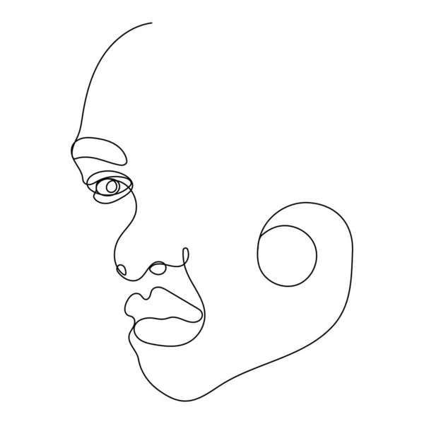 Continuous One Line Drawing Woman Face — Stock Vector