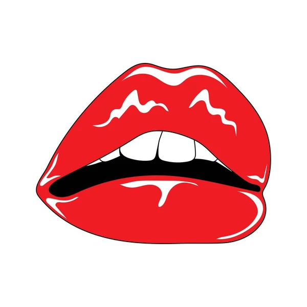 セクシー女性の唇とともに赤口紅 — ストックベクタ