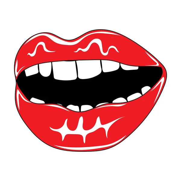Lèvres Féminines Sexy Avec Rouge Lèvres Rouge — Image vectorielle