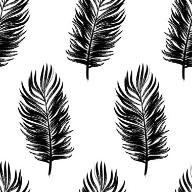 Basit palmiye yaprağı siluetleriyle kusursuz desen.