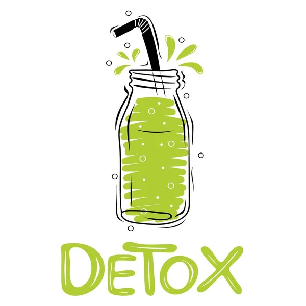 Detox Cocktail Fles Poster Voor Gezond Voedsel — Stockvector