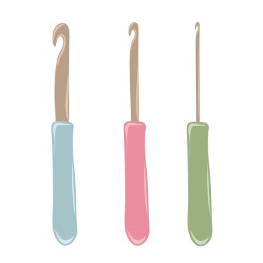 Set of Crochet hooks isolated on a white background