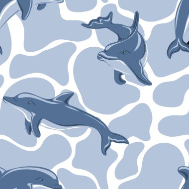 Seamless pattern with dolphins. Marine dweller. Concept of sea and ocean life