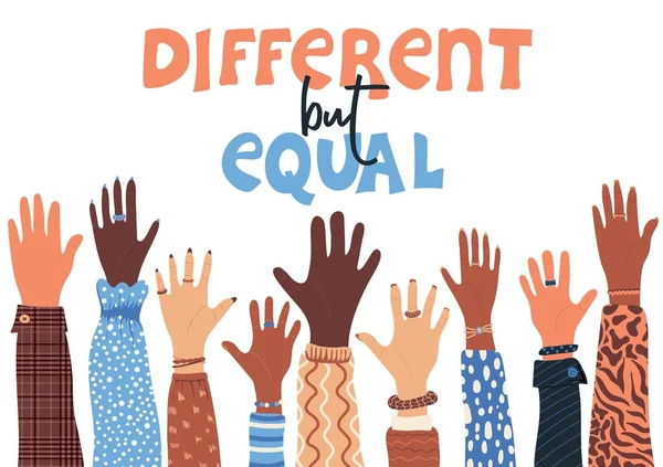 Different Equal Hands People Multi Ethnic Races — Stock Vector