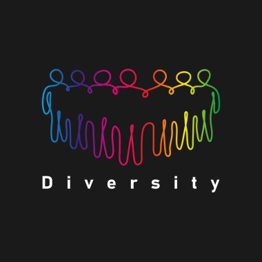 Diversity. People contour icons in rainbow colors