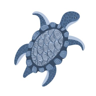 Hand drawn cute turtle. Marine dweller