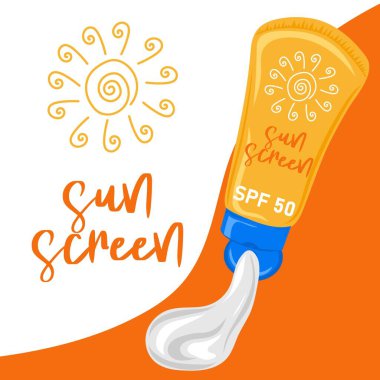 Open sunscreen tube with cream. Sun protection cosmetics