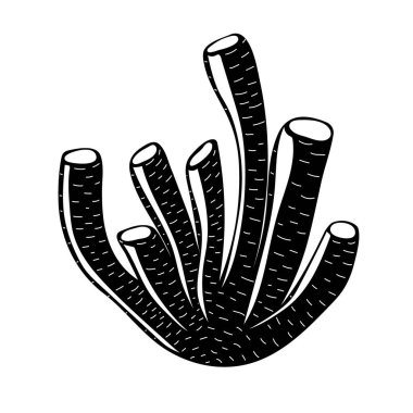 Silhouette of coral or seaweed. Botanical Illustration. Underwater flora, sea plant