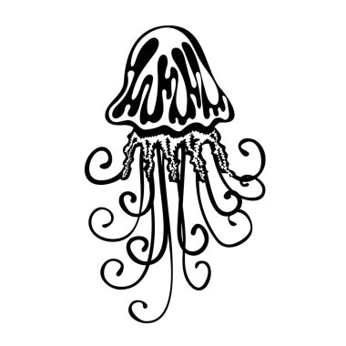 Silhouette of Jellyfish. Marine dweller. Concept of sea and ocean life