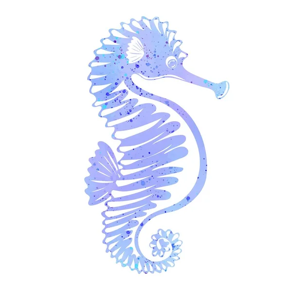 Funny Seahorse Cartoon Marine Dweller Concept Sea Ocean Life — Stock Vector