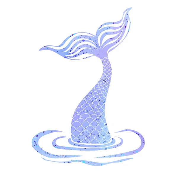 Mermaid Tail Water Watercolor Fish Tail Concept Sea Ocean Life — ストックベクタ