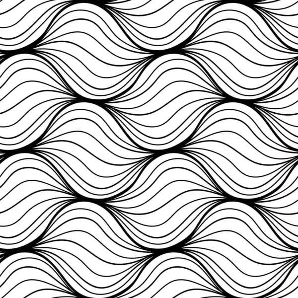 stock vector Seamless Monochrome wave pattern. Striped texture with many lines. Abstract modern print for fabric, textiles, wrapping paper.