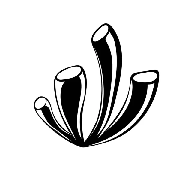 Σιλουέτα Κοράλλια Φύκια Βοτανική Απεικόνιση Υποθαλάσσια Χλωρίδα Θαλάσσιο Φυτό — Διανυσματικό Αρχείο