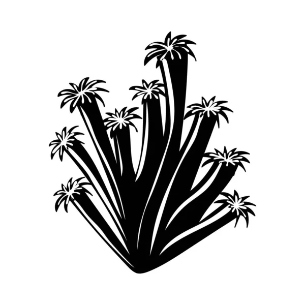 Silhuett Korall Eller Alger Botanisk Illustration Undervattensflora Havsväxt — Stock vektor