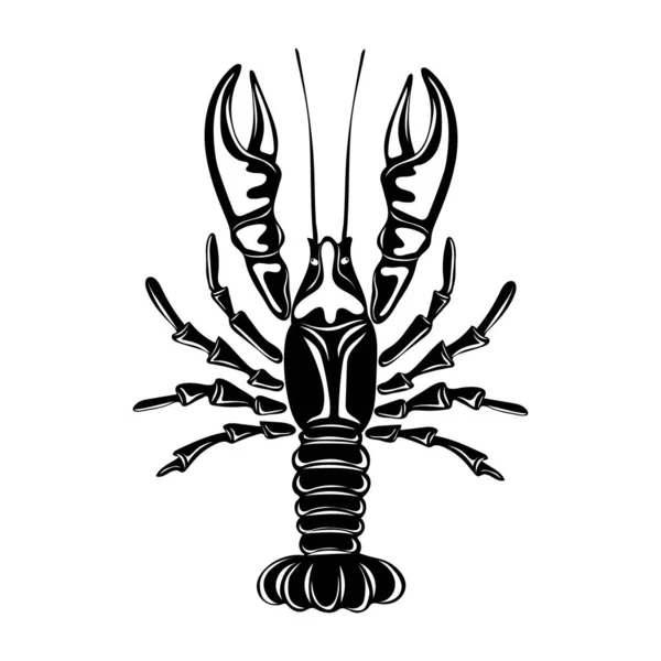Silhouette Crayfish Lobster Seafood Shop Logo Signboard Restaurant Menu Fish — Wektor stockowy