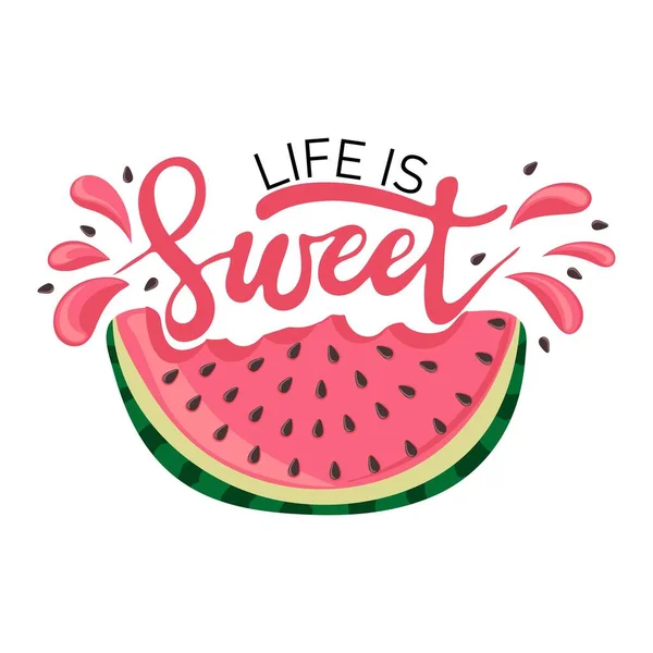 Das Leben Ist Süß Wassermelone Mit Einem Sprühsaft — Stockvektor