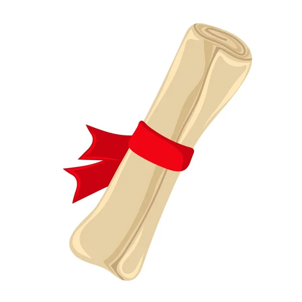 Rouleau Papier Certificat Diplôme Avec Ruban Rouge — Image vectorielle