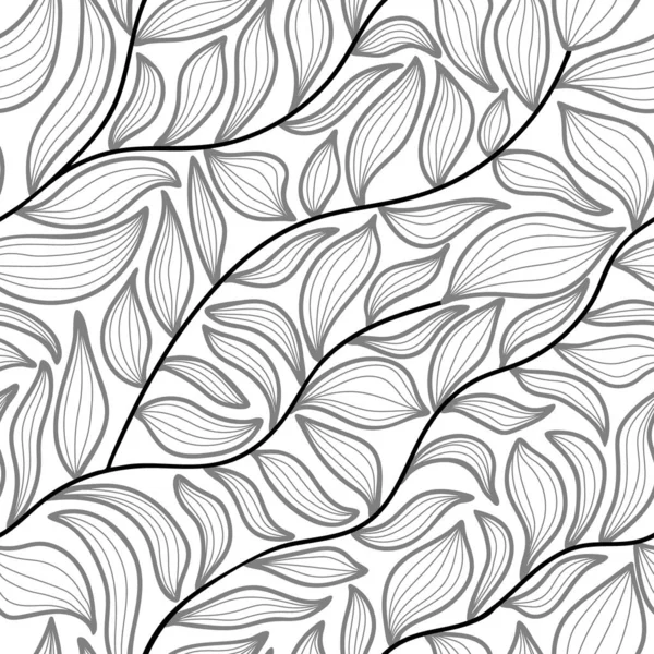 Эстетический Современный Бесшовный Рисунок Ветками Листьями — стоковый вектор