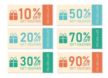 İnternet sitesi, internet reklamları, sosyal medya ya da kuponlar için hediye çeki. Grafik tasarımı için kupon kartı ögesi şablonu.