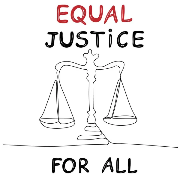 Рівноправність Всіх Безперервна Лінія Складає Збалансовані Масштаби Справедливості Усі Рівні — стоковий вектор