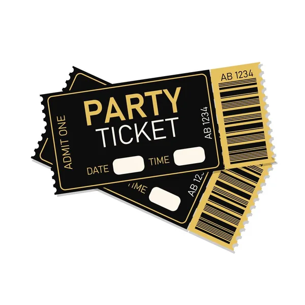 Pair Golden Party Tickets Concert Party Festival Ticket Design Template — Stock Vector