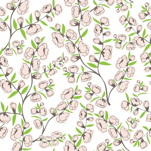 Motif Sans Couture Avec Fleurs Sakura Fleur Pomme Fond Floral — Image vectorielle