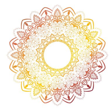 Henna, Mehndi, dövme ve dekorasyon için mandala şeklinde yuvarlak eğimli dairesel desen. Etnik doğu tarzında dekoratif boho süsü