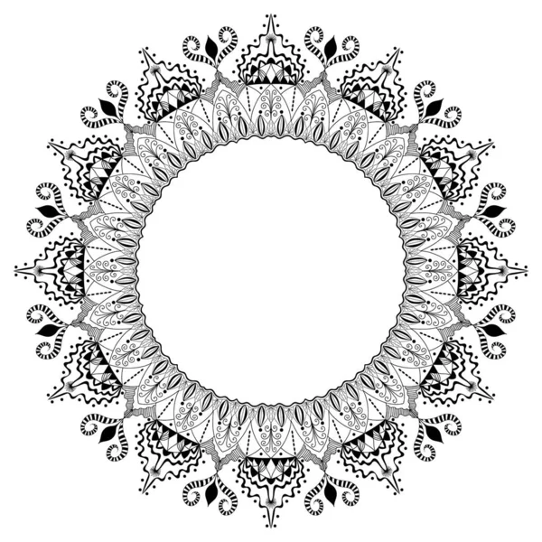Kruhový Rám Formě Mandaly Boho Ornament Etnickém Orientálním Stylu Pro — Stockový vektor