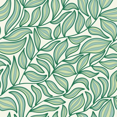 Estetik çağdaş yazdırılabilir, dalları ve yaprakları olan dikişsiz desen.