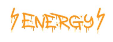 Sıçrama efektli enerji metni ve düşüşler. Şehir sokak grafiti stili. Pankart, duyuru, poster için yazdır