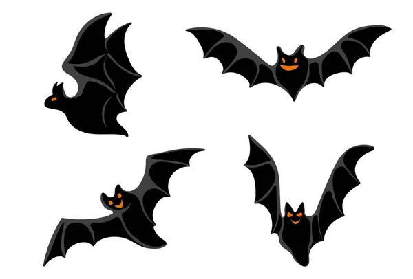 Conjunto Morcegos Halloween Elemento Design Doodle Desenhado Mão Para Cartaz — Vetor de Stock