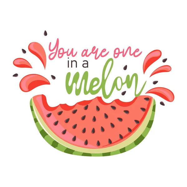 Jij Bent Een Een Meloen Watermeloen Met Een Sapje Snijd — Stockvector
