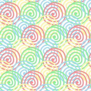 Gökkuşağı renginde girdaplı girdap şekilli çağdaş, pürüzsüz desen. Tekstil, kumaş, duvar kağıdı ve ambalaj için modern geometrik arkaplan,