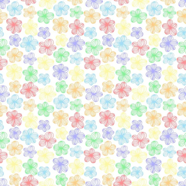 Aesthetic Contemporary Printable Seamless Pattern Rainbow Pastel Flowers Modern Floral — Stock Vector