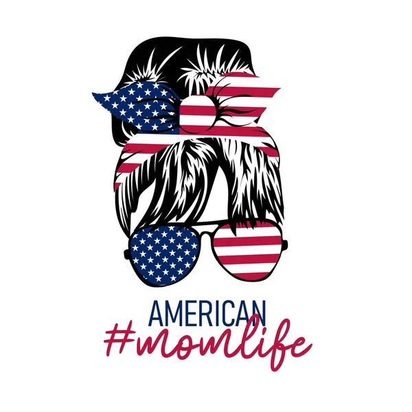 Amerikan Anne Hayatı Temmuz Pis Çörek Amerikalı Abd Bağımsızlık Günü — Stok Vektör