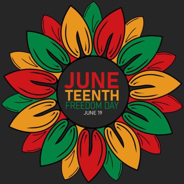 Haziran Bağımsızlık Günü 'nde. Özgürlük ya da Özgürlük Günü. Yıllık Amerikan tatili. Poster, tebrik kartı, renkli ayçiçekli pankart