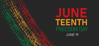 Haziran Bağımsızlık Günü 'nde. Özgürlük ya da Özgürlük Günü. Yıllık Amerikan tatili. Poster, tebrik kartı, pankart ve fırça darbeleriyle arka plan