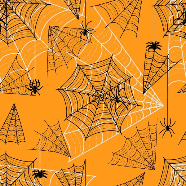 Halloween Seamless Pattern Spiders Spiderwebs Elegant Spooky Holiday Texture Perfect — Stock Vector