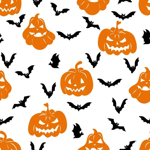 Halloween Sem Costura Padrão Com Abóboras Assustadoras Morcegos Voadores Textura Gráficos De Vetores
