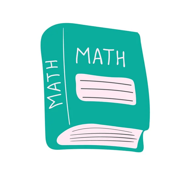 Libro Matemáticas Dibujado Mano Estilo Garabato Educación Vuelta Concepto Escolar — Vector de stock
