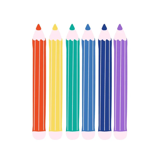Kolorowe Ołówki Zestaw Kredek Ilustracji Sztuki Nauki Koncepcja Edukacji — Wektor stockowy
