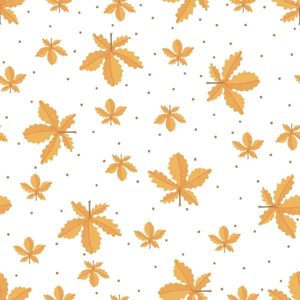 Nahtloses Muster Mit Gelben Kastanienblättern Herbstliches Design Erntedank Und Erntekonzept — Stockvektor