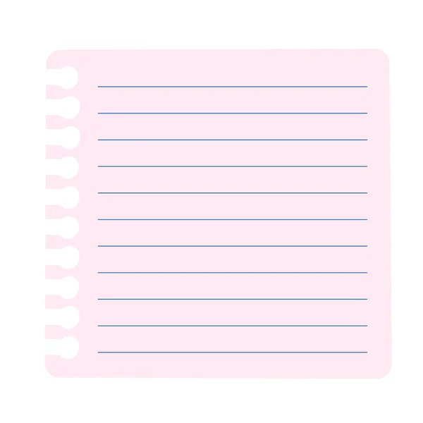 Cuadrado Papel Forrado Cuaderno Papel Cuaderno Vacío Concepto Educativo — Vector de stock