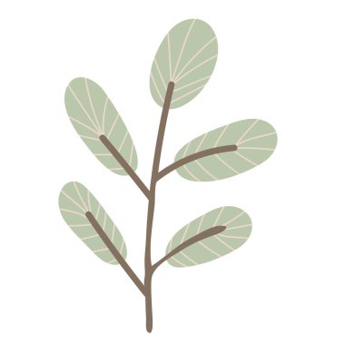 Yapraklı basit bir sonbahar dalı. Sonbahar dekoratif tasarımı için el çizimi ögesi, cadılar bayramı daveti