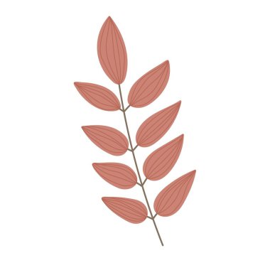 Yapraklı basit bir sonbahar dalı. Sonbahar dekoratif tasarımı için el çizimi ögesi, cadılar bayramı daveti